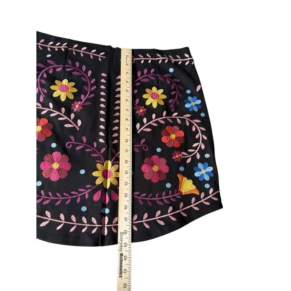 Herencia Collection MorelosState Catrina Embroidered Mini Skirt size XL Floral M - Picture 6 of 9